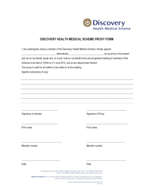 Discovery Health Medical Scheme Proxy Form