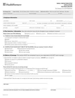 Employee Health Insurance Application Form