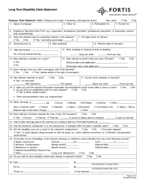 Long Term Disability Claim Statement