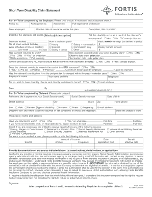 Short Term Disability Claim Statement