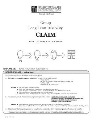 Security Mutual Life Group Long Term Disability Claim Form