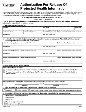Aetna HIPAA Form