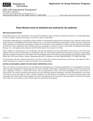AIG Group Voluntary Programs Application