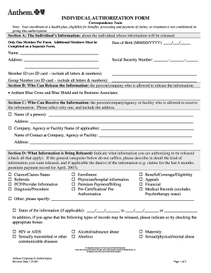 Anthem Hippa Release Form To Print - Fill Online ...