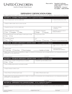 Dependent Certification Form