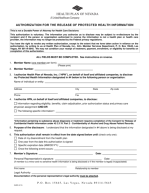 Authorization for Release of Protected Health Information