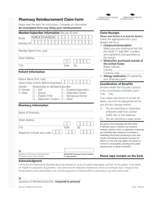 Pharmacy Reimbursement Claim Form