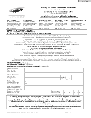 Land Use Contravention Complaint Form
