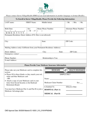 Sierra VillageHealth Medicare Advantage Enrollment Form