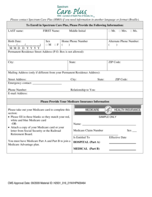 Spectrum Care Plus Medicare Advantage Enrollment Form