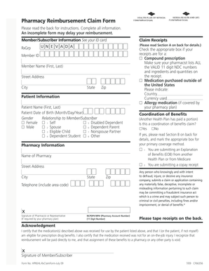 Pharmacy Reimbursement Claim Form