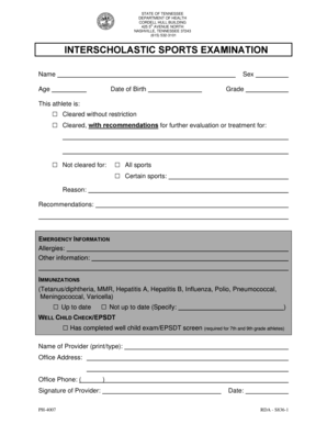 Tennessee Interscholastic Sports Examination