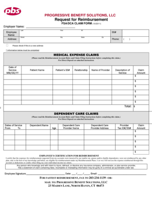 FSA/DCA Claim Form