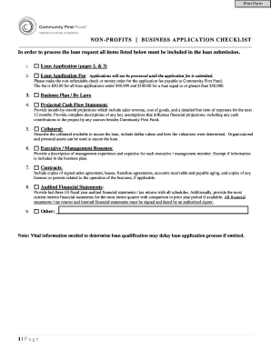 Non-Profit Business Loan Application