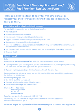 Free School Meals Application Form