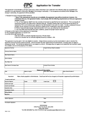 Watercraft Agreement Transfer Application