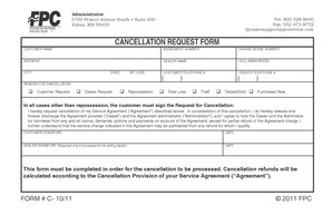 Premium Marine Protection Cancellation Request Form