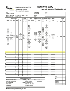 Sales order form template excel - Neuma Order Form - Showcase Custom Vinyl Windows and Doors