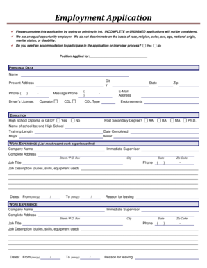 Employment Application Form