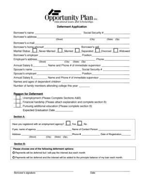 Deferment Application Form