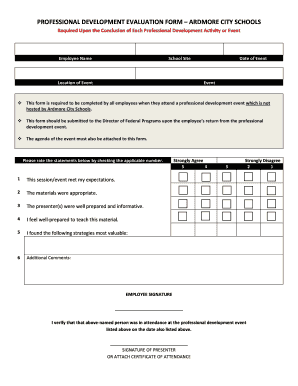 Professional development evaluation examples