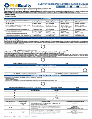 Investor Risk Profiling Questionnaire