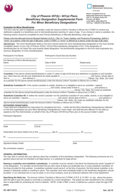 City of Phoenix 457(b) / 401(a) Plans Beneficiary Designation Supplemental Form