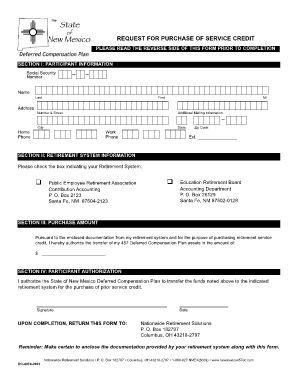 New Mexico Request for Purchase of Service Credit