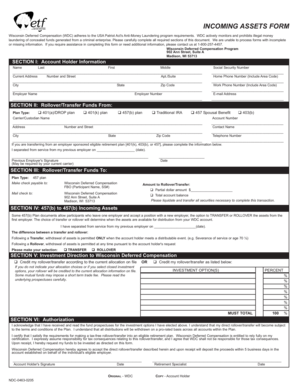 Wisconsin Deferred Compensation Incoming Assets Form