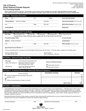 Nationwide Retirement Solutions Rollover Transfer Request