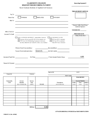 Claremont Colleges Recurring Payment Request