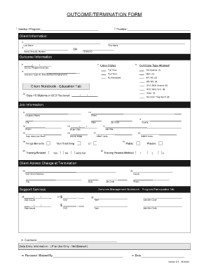 Outcome Termination Form