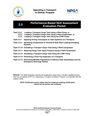 NPGA Propane Transport Operation Assessment
