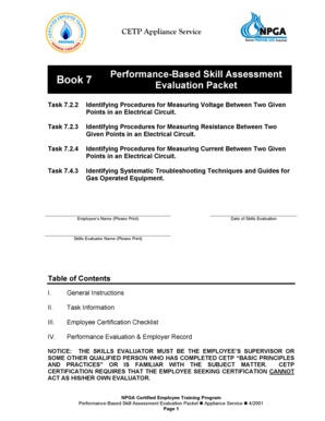 NPGA Appliance Service Skill Assessment Form