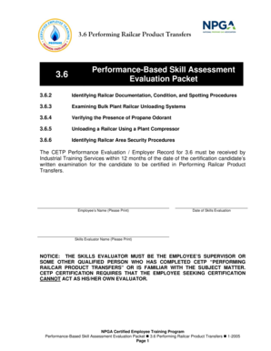 NPGA Railcar Product Transfer Evaluation Form