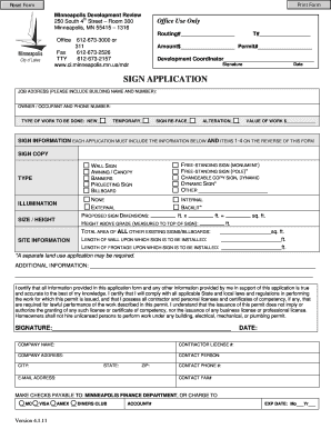 Minneapolis Sign Permit Application