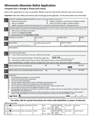 Minnesota Absentee Ballot Application