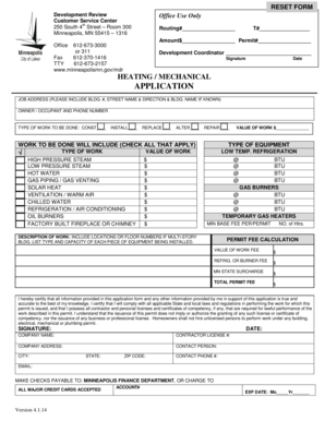 Heating Mechanical Application Form