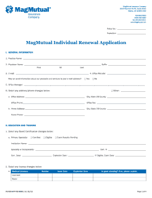 MagMutual Individual Renewal Application