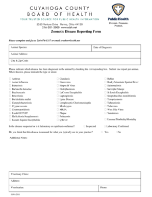 Zoonotic Disease Reporting Form