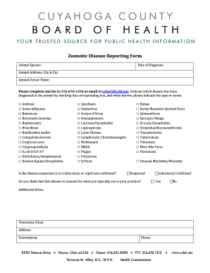 Zoonotic Disease Reporting Form