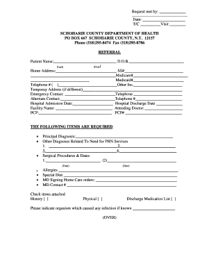 Schoharie County Health Referral Form