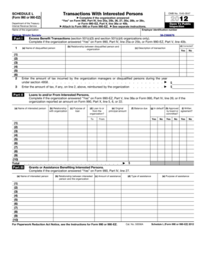 Schedule L Form 990 or 990-EZ