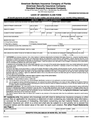 Leave of Absence Claim Form