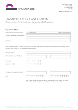 Standing Order Cancellation Form