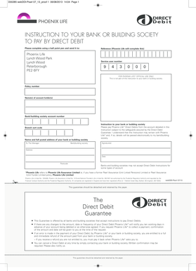 Direct debit mandate template word - Direct debit form (for all other Phoenix Life Assurance Limited policies)