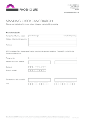 Standing Order Cancellation Form