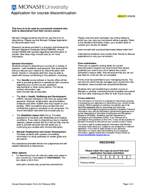 Monash Course Discontinuation Form