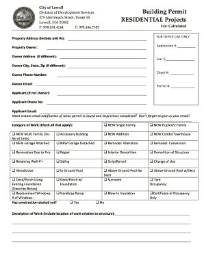 City of Lowell Residential Building Permit