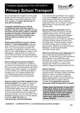 Primary School Transport Application Form